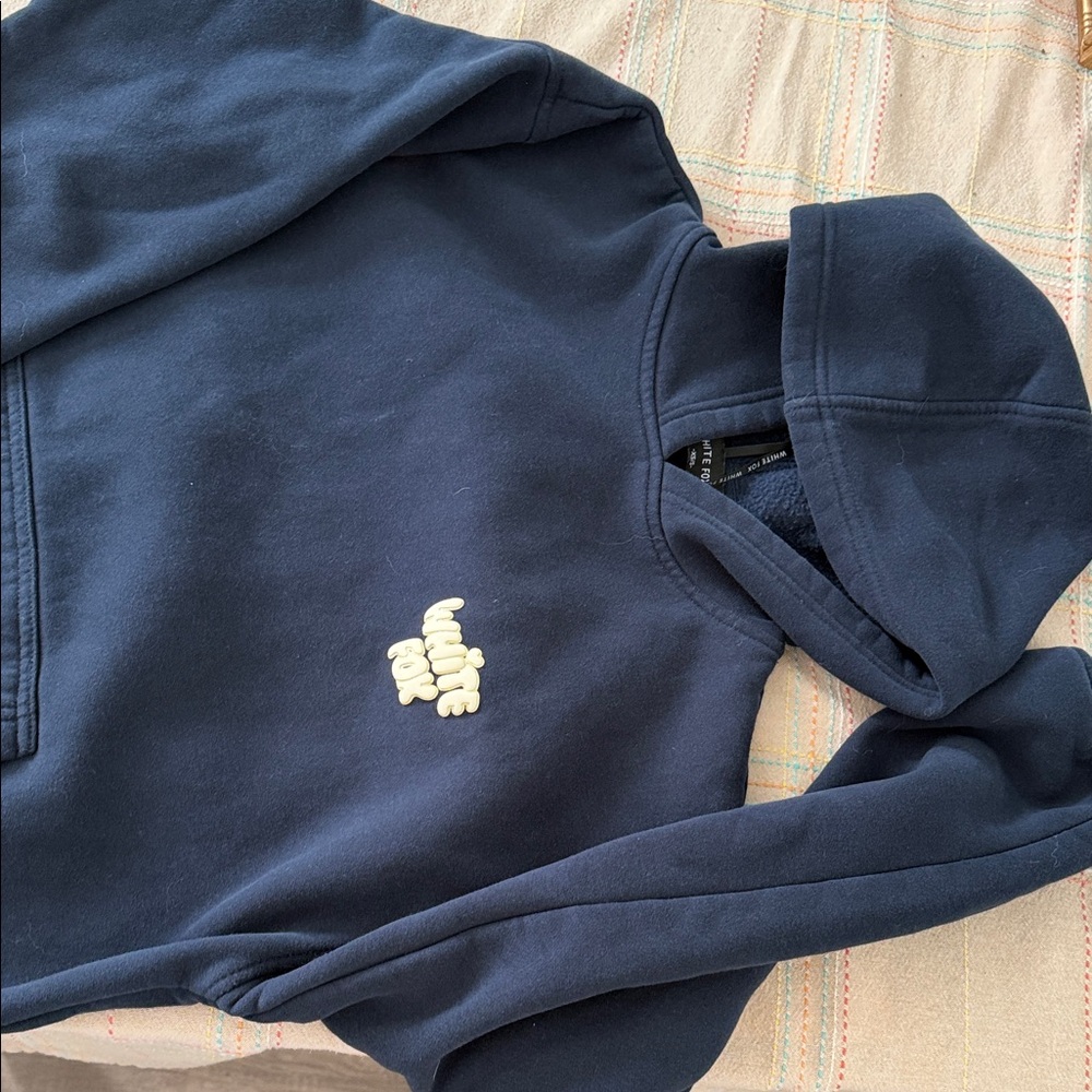 White Fox -  Blue Hoodie with White Logo